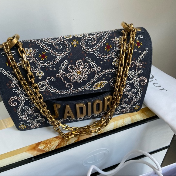 DIOR J’ADIOR Denim Embroidered Crossbody Bag - Picture 3 of 16